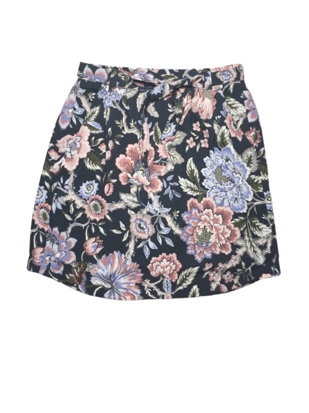 LOFT Floral Short Skirt Tie Waist Pockets Lined NWT XS Feminine Office Sunday